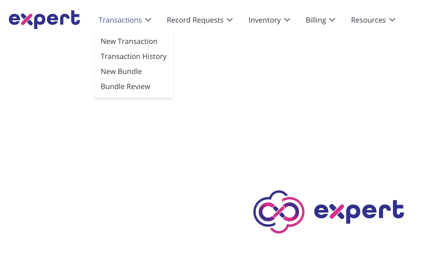 Website interface with navigation menu